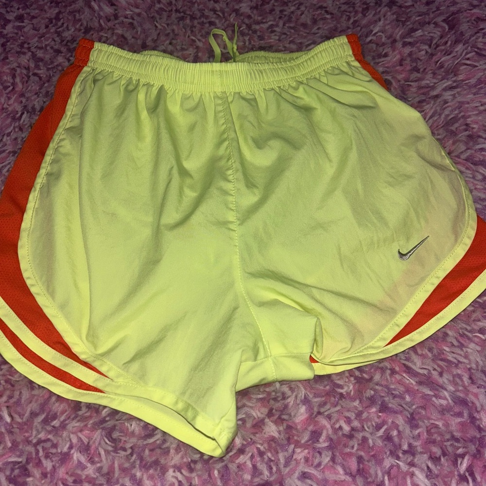 Nike Women's Bright Yellow and Orange Athletic Shorts